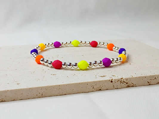 colorful glass bead bracelet, handmade jewelry, bright beaded bracelet, trendy stack bracelet, urban chic accessories
