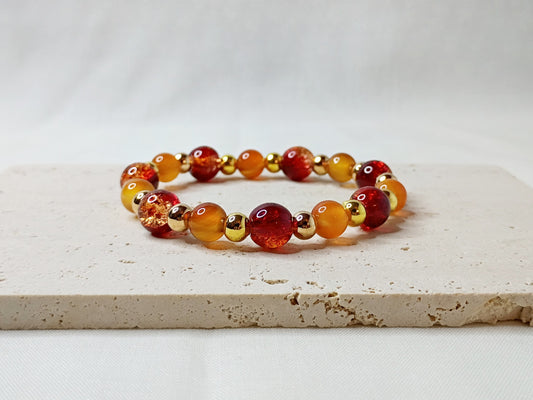 carnelian bracelet, gemstone jewelry, fire-inspired bracelet, handmade beaded jewelry, bold statement bracelet