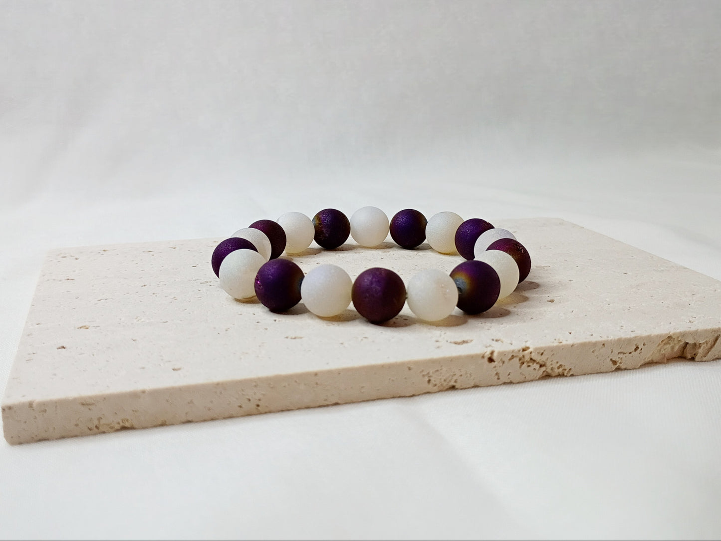 druzy quartz bracelet, gemstone jewelry, handmade beaded bracelet, purple beaded bracelet, spiritual jewelry