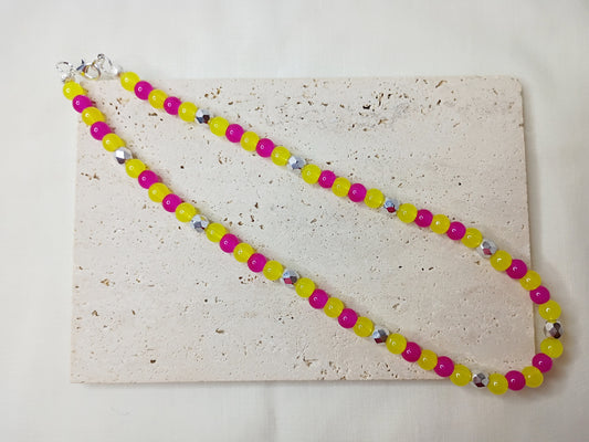 colorful choker necklace, handmade beaded choker, bright jewelry, statement necklace, trendy beaded jewelry