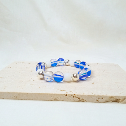 blue aura, light blue aura, blue bracelet, aqua aura bracelet, mermaid glass, aura color