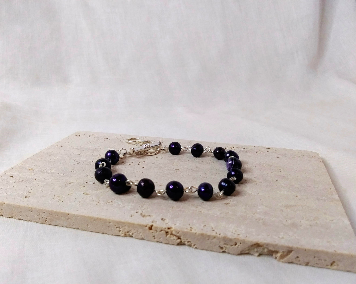 Freshwater Pearl Bracelets, Silver and Pearl Bracelet, Toggle Clasp Bracelet