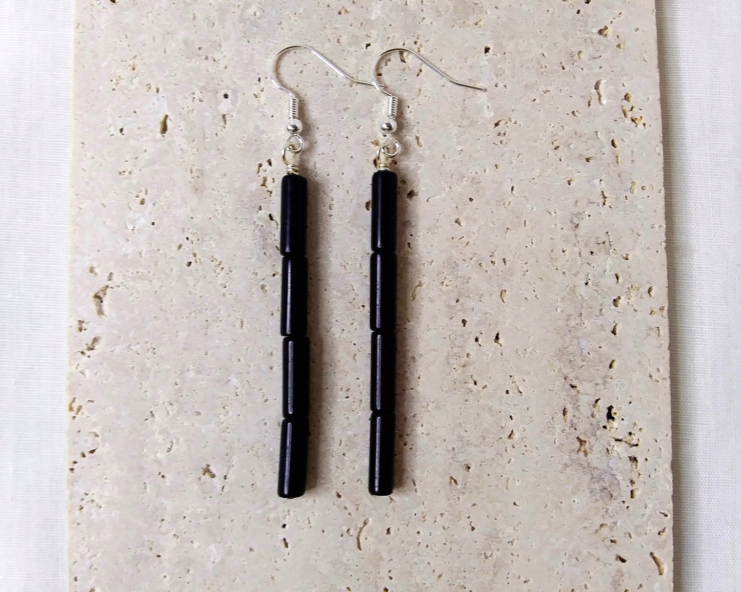 gemstone tube Amethyst, Green Aventurine and Black Jasper, gemstone earrings dangle, long earrings dangle, long gemstone earrings