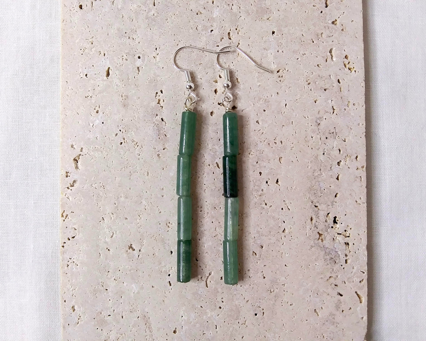 gemstone tube Amethyst, Green Aventurine and Black Jasper, gemstone earrings dangle, long earrings dangle, long gemstone earrings