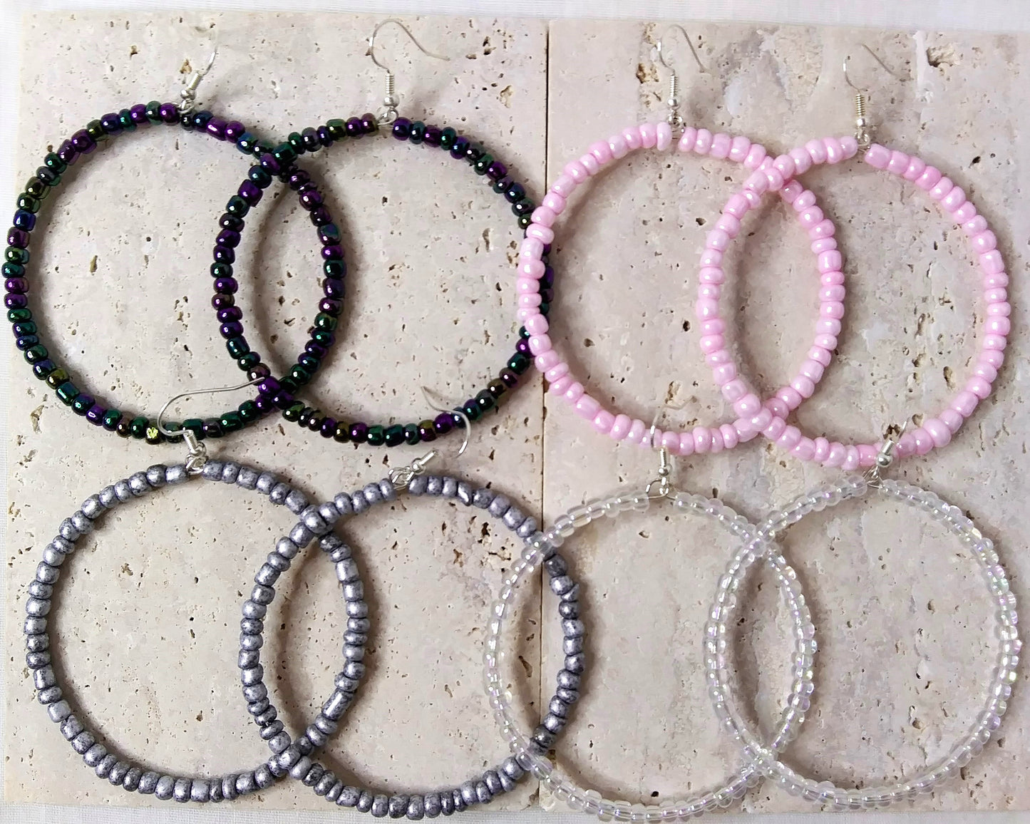 Hoop Earring, Colorful Hoop Earrings, Silver Hoop Earrings