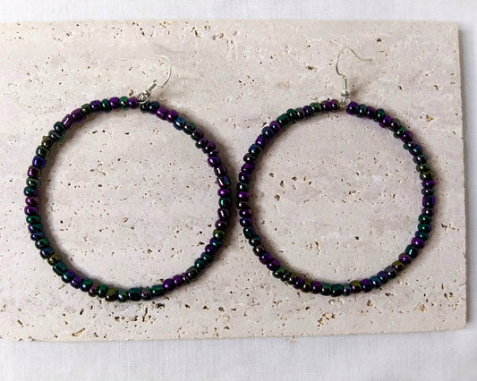 Hoop Earring, Colorful Hoop Earrings, Silver Hoop Earrings
