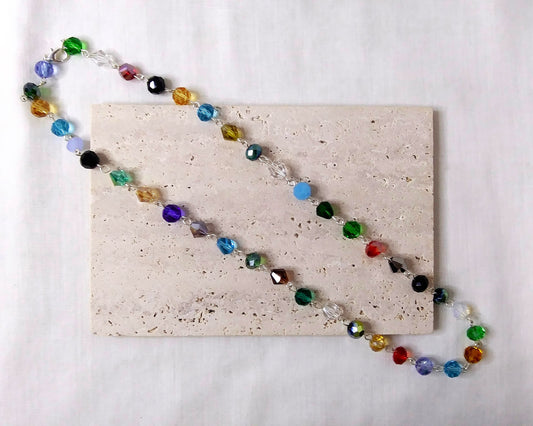 Colorful beaded necklace with silver accent