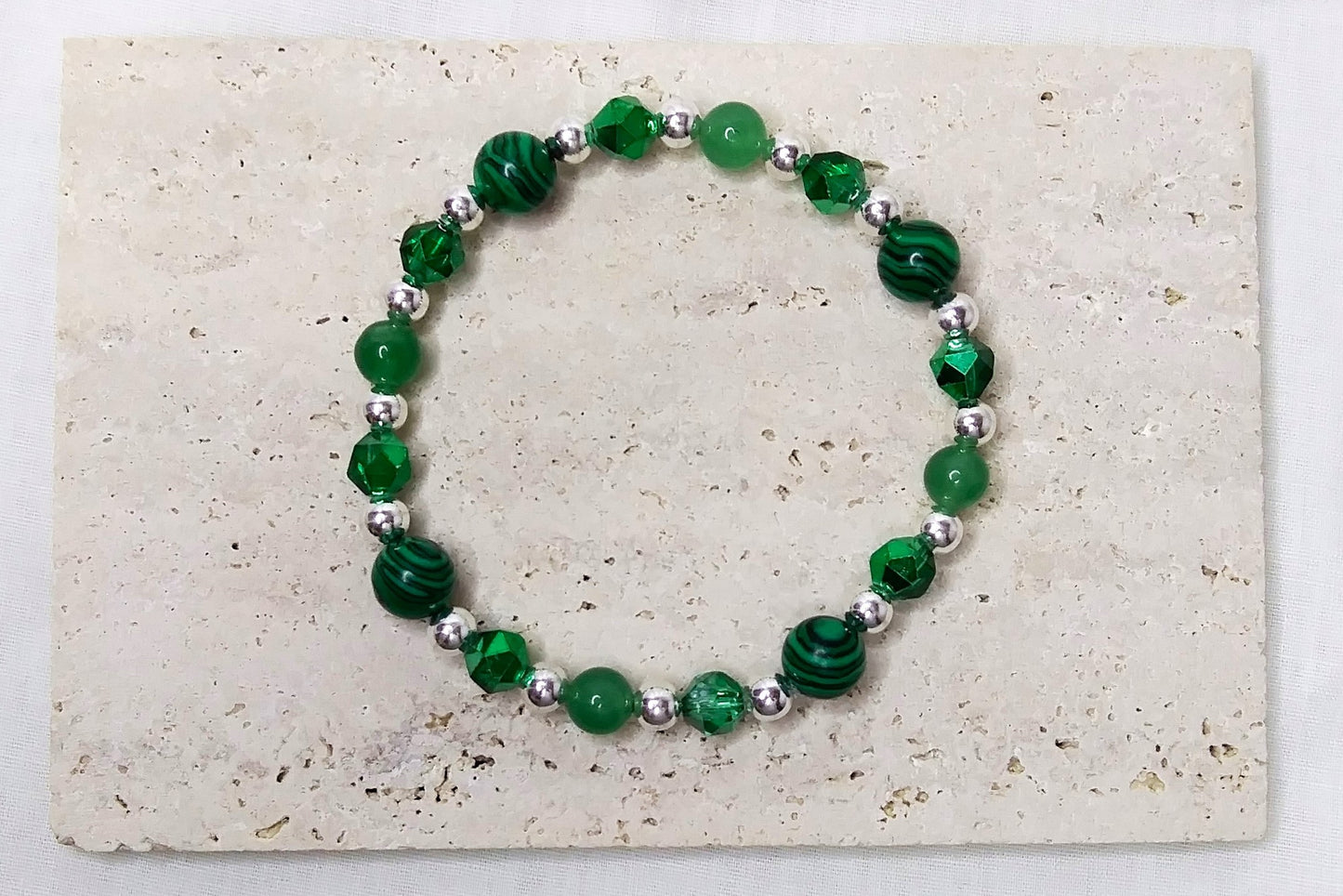 Imitation malachite Beads, Glass beads, Aventurine Beads stretch stackable bracelet