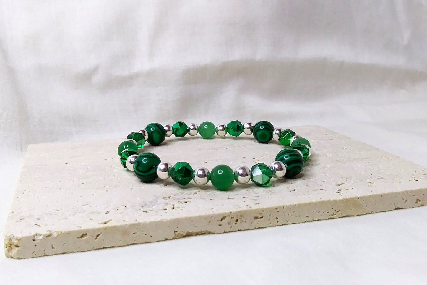 Imitation malachite Beads, Glass beads, Aventurine Beads stretch stackable bracelet