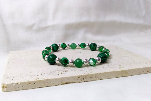 Imitation malachite Beads, Glass beads, Aventurine Beads stretch stackable bracelet