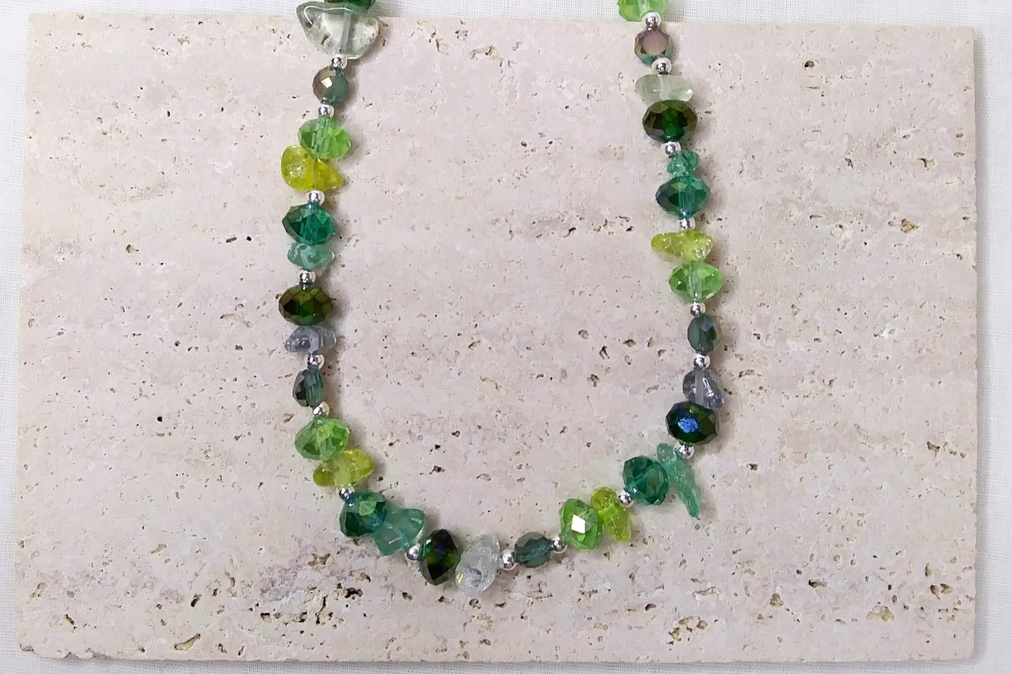 Green beads in different shades choker