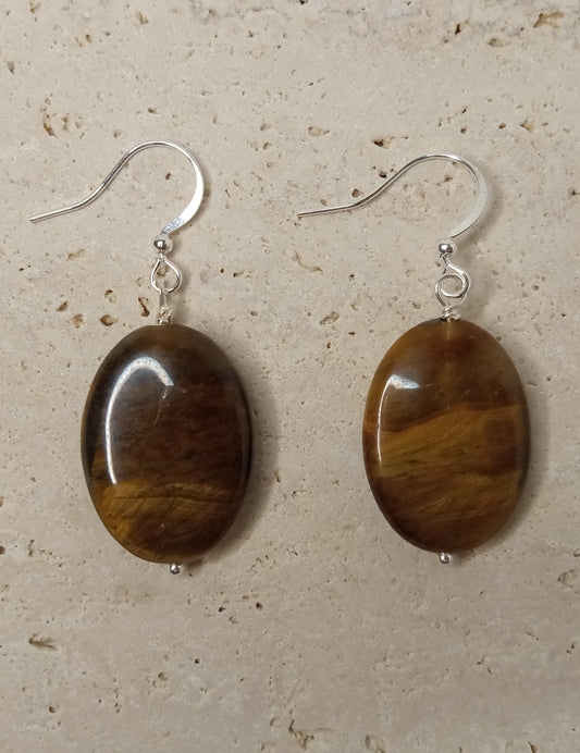 Oval Tiger's Eye Earrings