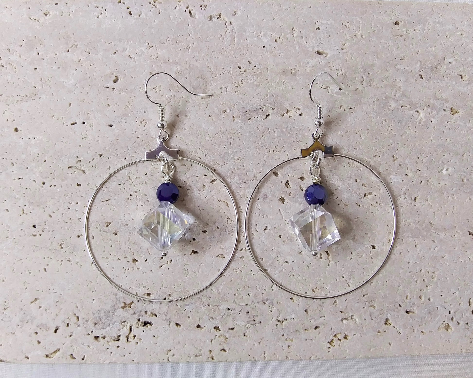 Silver Dangle Hoop Earrings