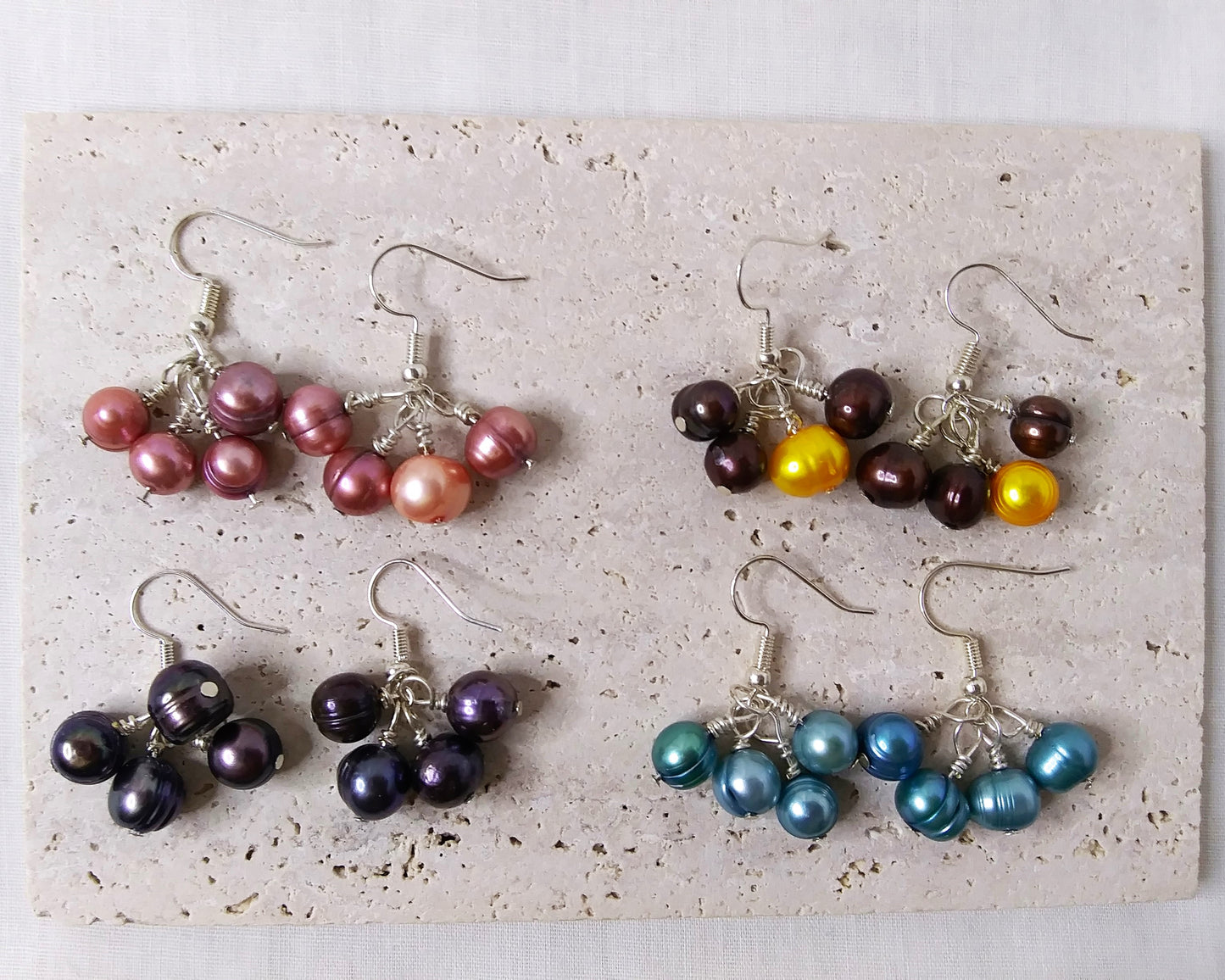 Fresh water pearls dangle earring in silver