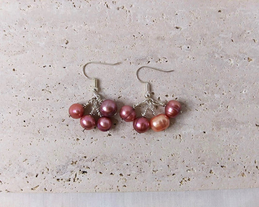 Fresh water pearls dangle earring in silver