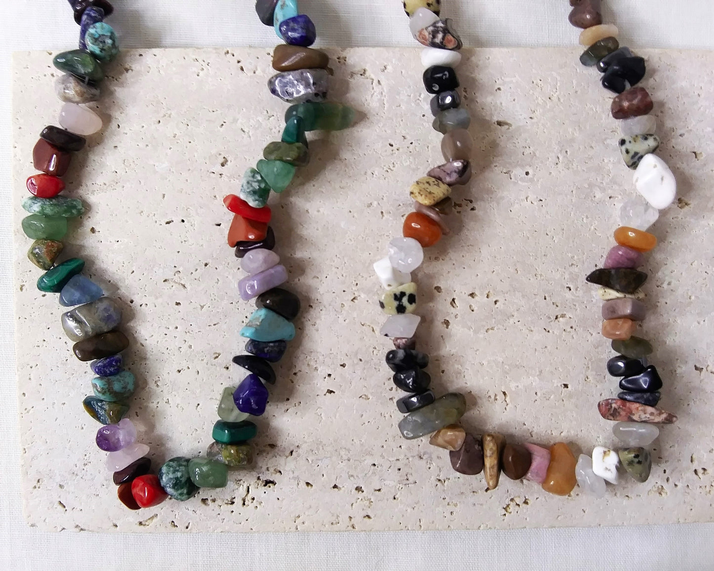 Chip Gemstone Choker with silver accent