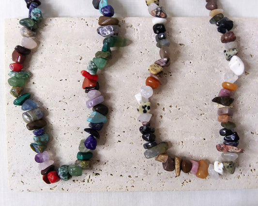 Chip Gemstone Choker with silver accent