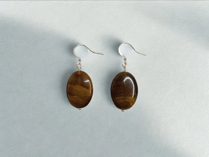 Oval Tiger's Eye Earrings