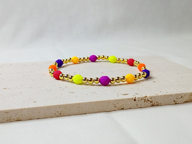 colorful glass bead bracelet, handmade jewelry, bright beaded bracelet, trendy stack bracelet, urban chic accessories