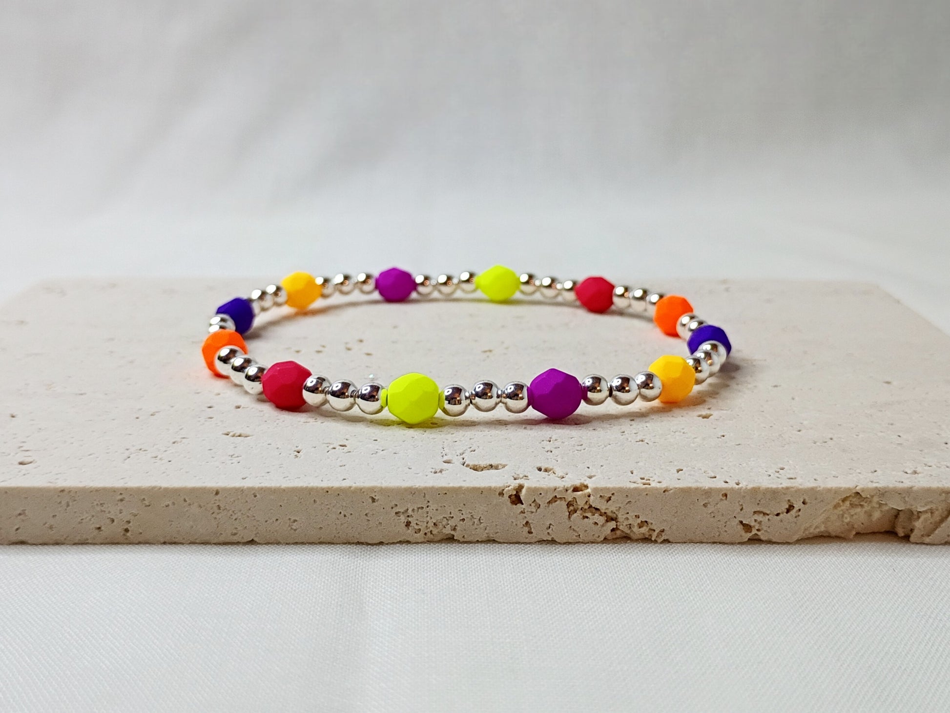colorful glass bead bracelet, handmade jewelry, bright beaded bracelet, trendy stack bracelet, urban chic accessories