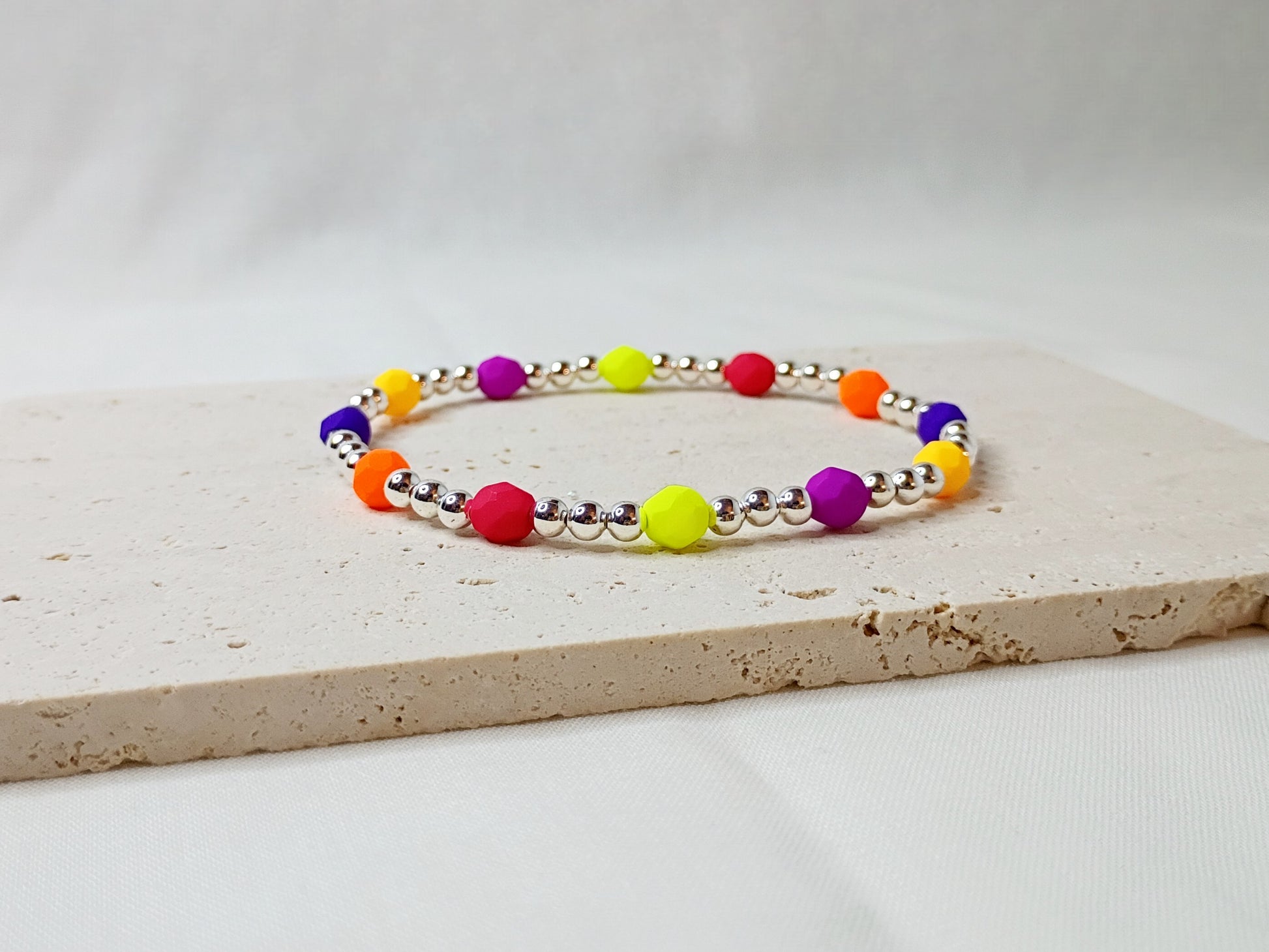 colorful glass bead bracelet, handmade jewelry, bright beaded bracelet, trendy stack bracelet, urban chic accessories