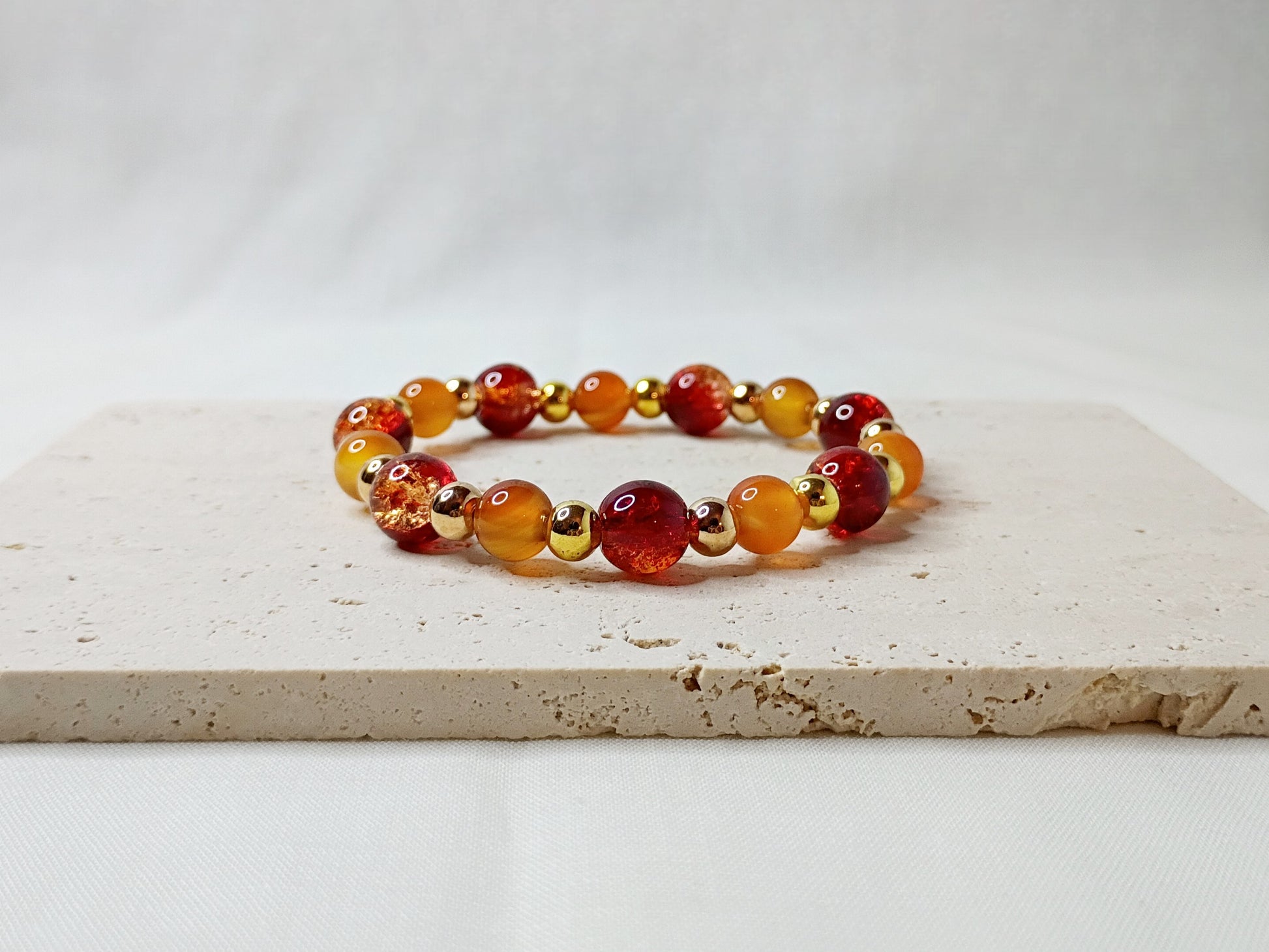 carnelian bracelet, gemstone jewelry, fire-inspired bracelet, handmade beaded jewelry, bold statement bracelet