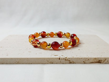 carnelian bracelet, gemstone jewelry, fire-inspired bracelet, handmade beaded jewelry, bold statement bracelet