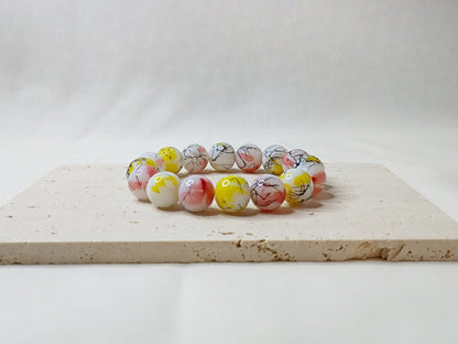 colorful beaded bracelet, handmade jewelry, artsy bracelet, splatter paint beads, bold statement jewelry