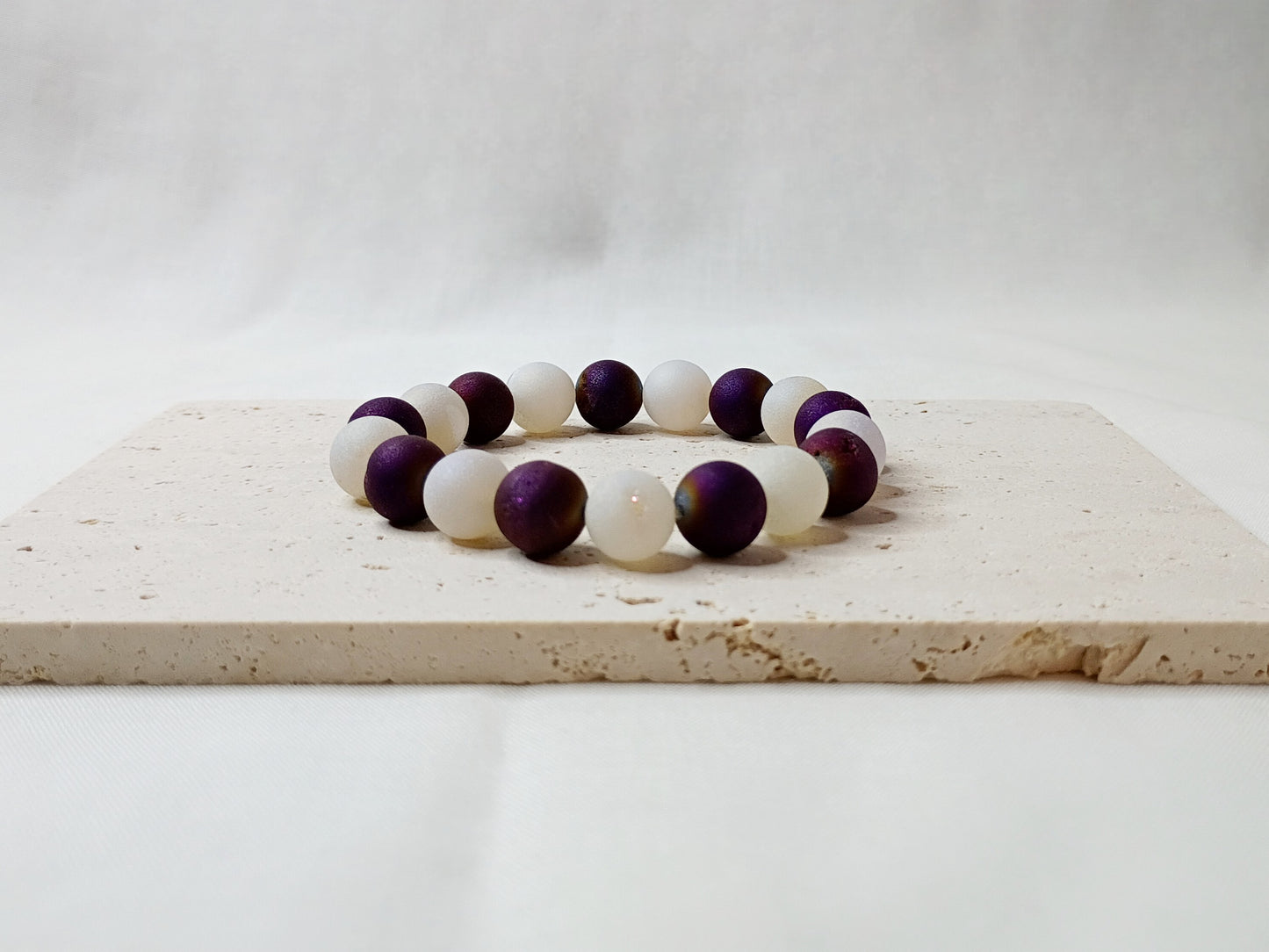druzy quartz bracelet, gemstone jewelry, handmade beaded bracelet, purple beaded bracelet, spiritual jewelry