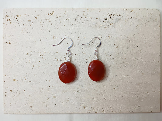 carnelian earrings, gemstone jewelry, handmade statement earrings, orange gemstone earrings, silver and carnelian jewelry