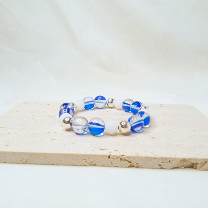 blue aura, light blue aura, blue bracelet, aqua aura bracelet, mermaid glass, aura color