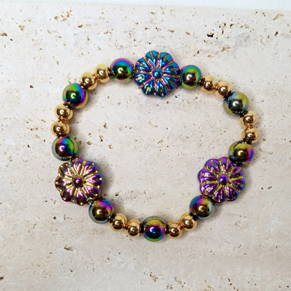 Metallic Flower Bracelet