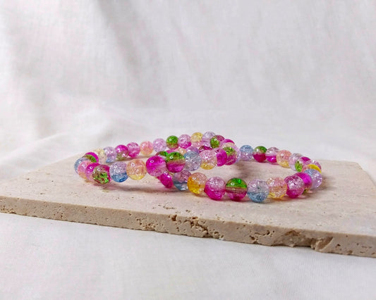 Two rainbow colorful stretch bracelet