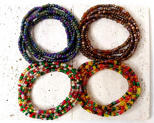 Five seed bead bracelets for different holidays