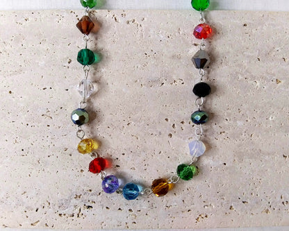 Colorful beaded necklace with silver accent