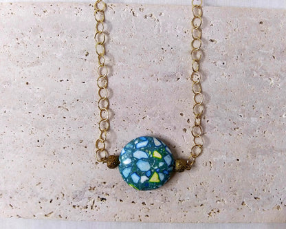 Turquoise dyed howlite & lentil bead necklace