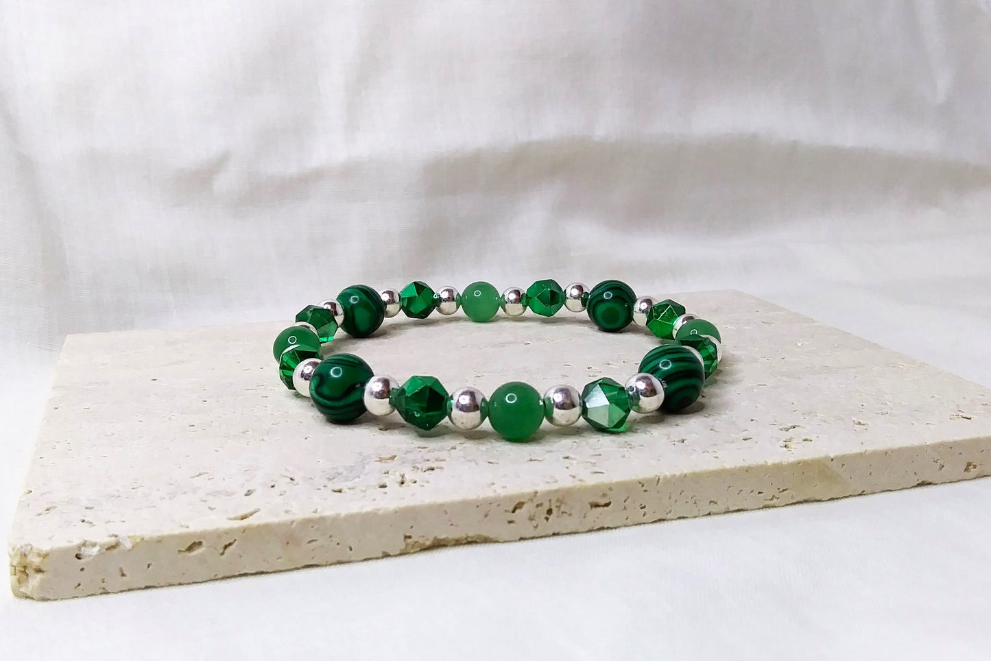 Imitation&nbsp;malachite Beads, Glass beads, Aventurine Beads stretch stackable bracelet