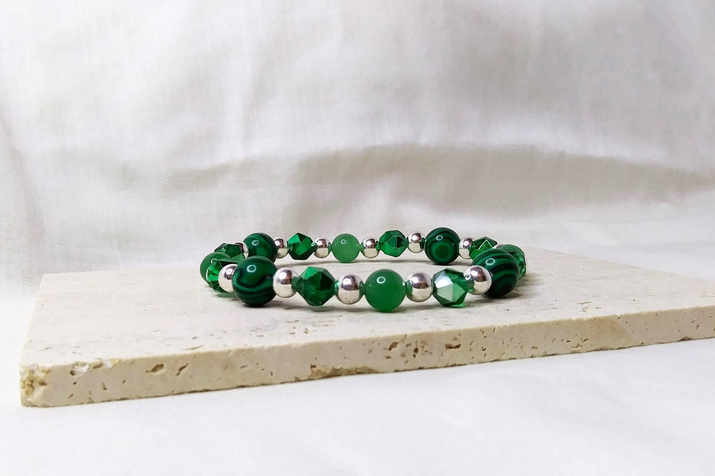 Imitation&nbsp;malachite Beads, Glass beads, Aventurine Beads stretch stackable bracelet