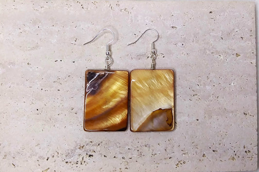 Rectangle Dyed Shell beads earrings