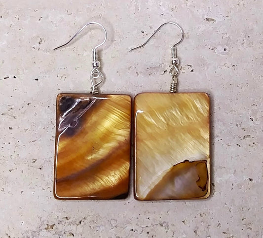Rectangle Amber Earrings