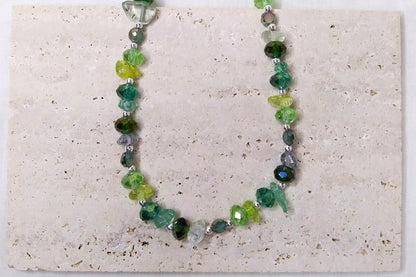 Green beads in different shades choker
