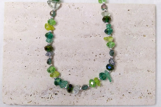 Green beads in different shades choker