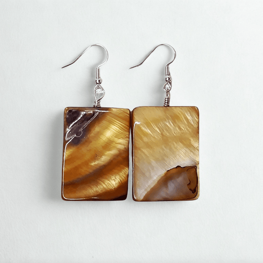 Rectangle Amber Earrings