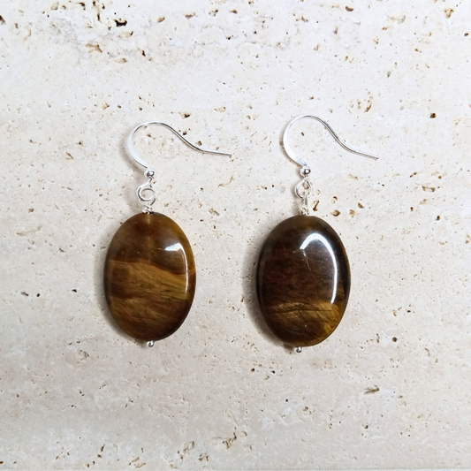 Oval Tiger's Eye Earrings