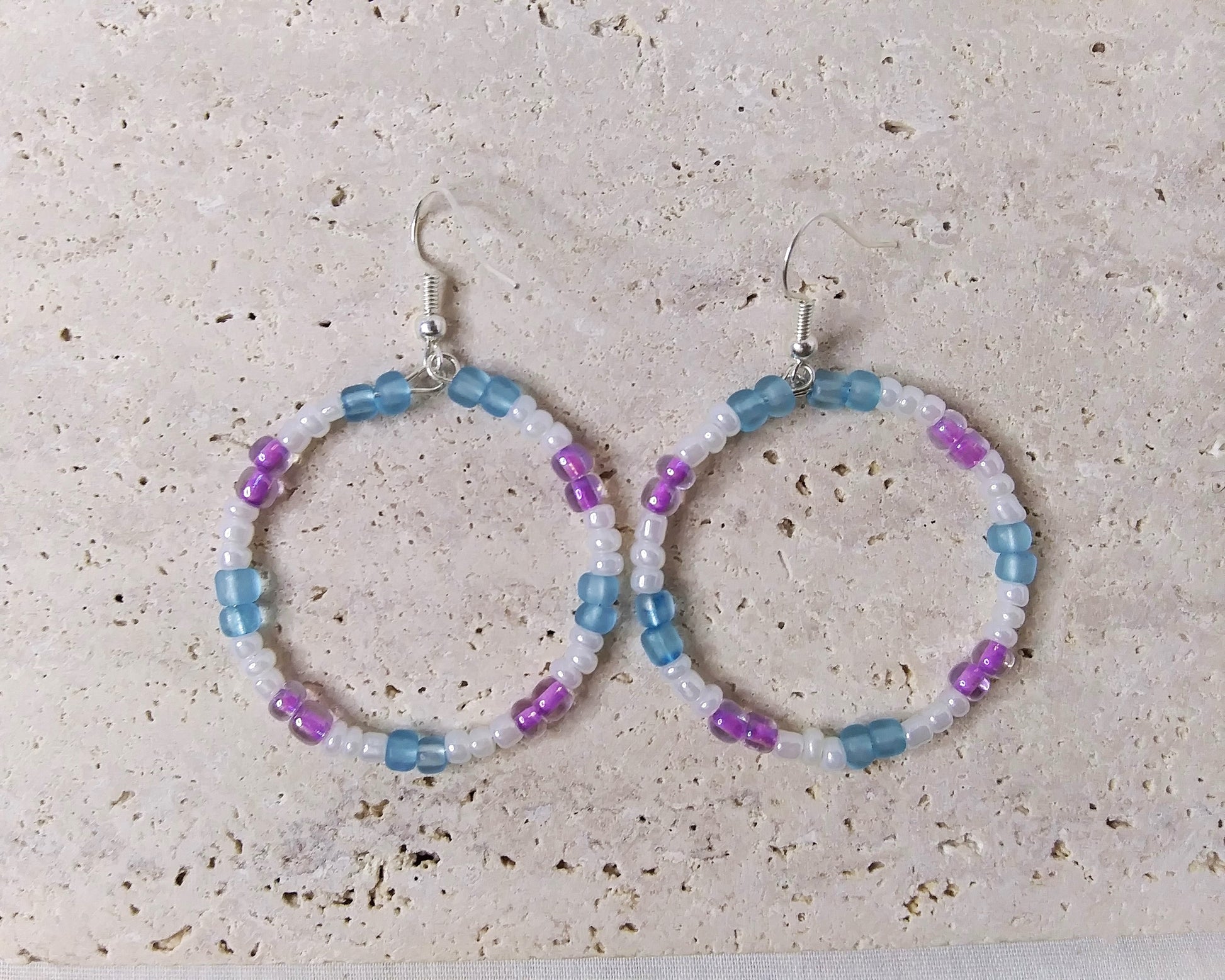 small glass beaded hoop earrings