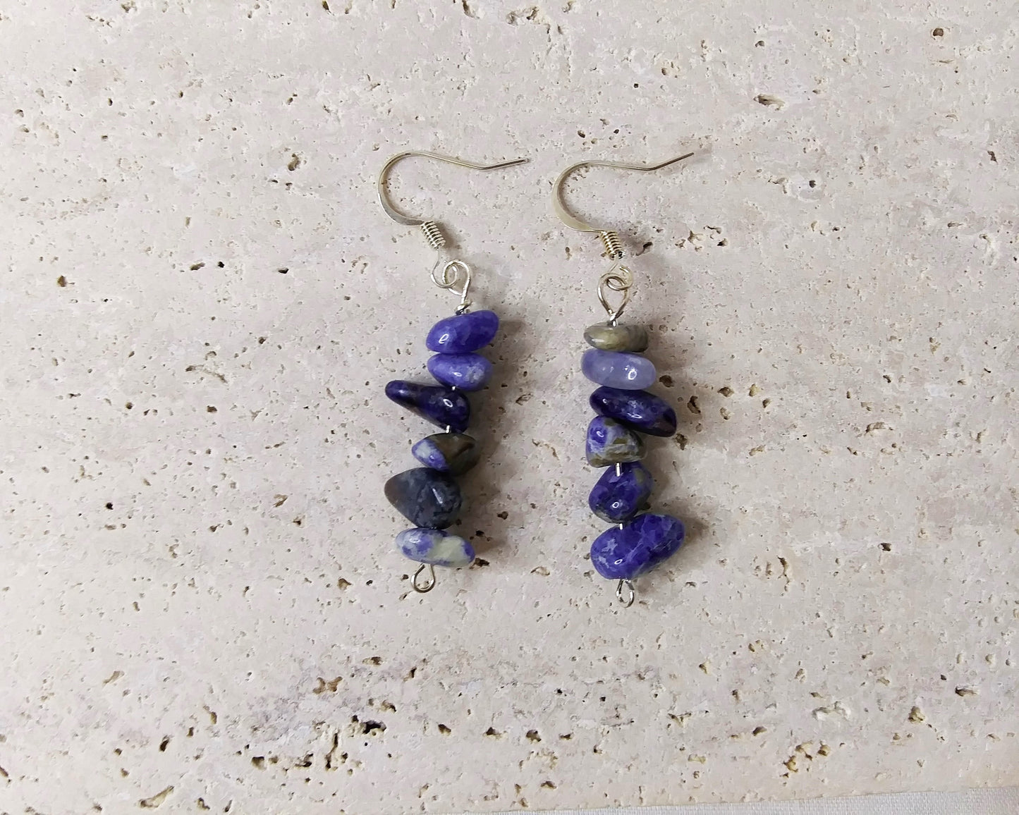 Small chip gemstone earrings in silver