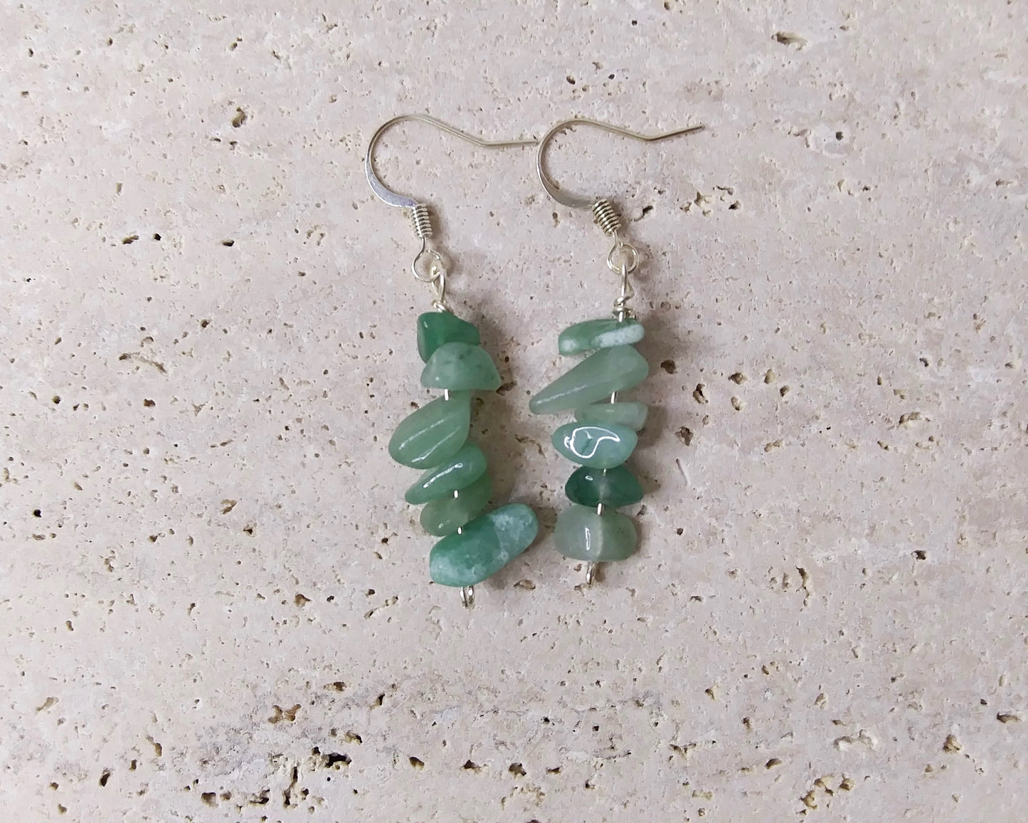 Small chip gemstone earrings in silver