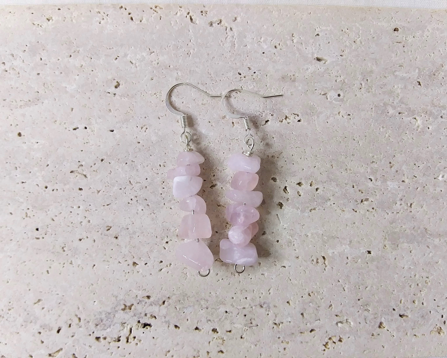 Small chip gemstone earrings in silver