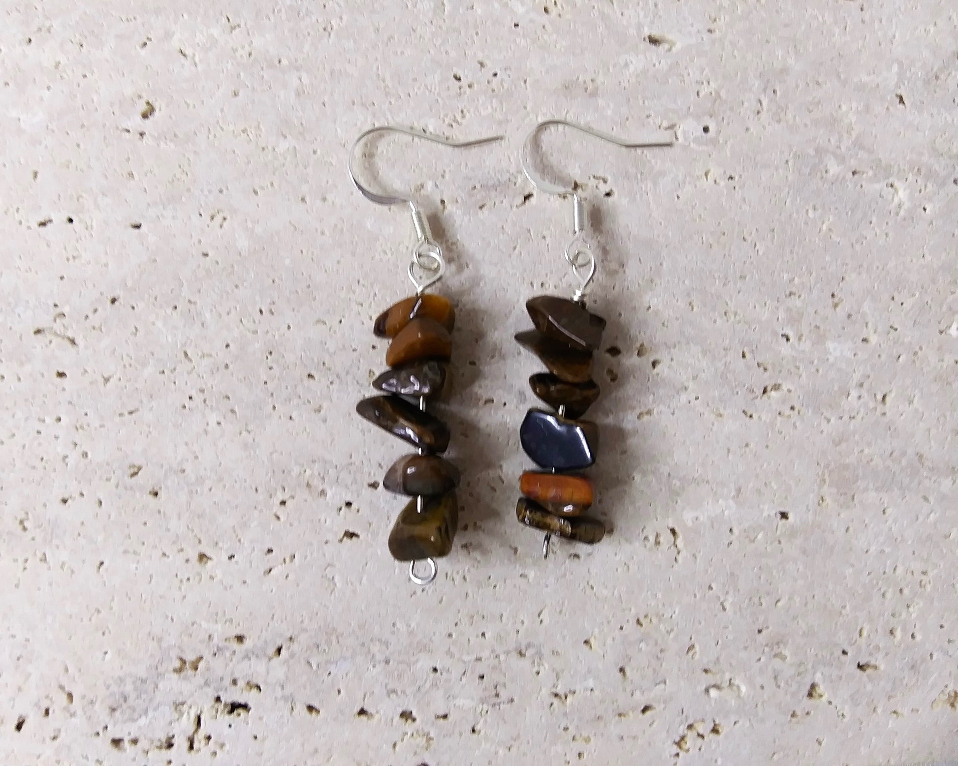 Small chip gemstone earrings in silver