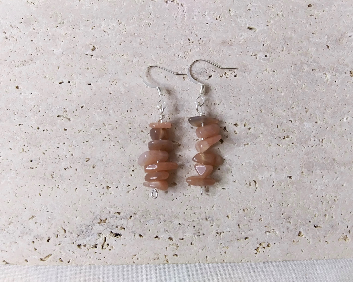 Small chip gemstone earrings in silver